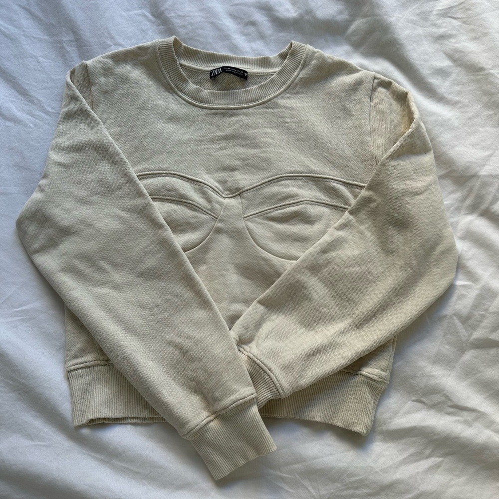 Zara Corset Style Seamed Crewneck Size M